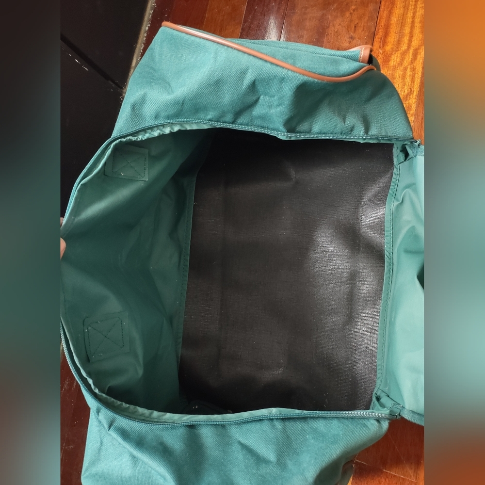Polo Ralph Lauren Green Duffel Bag with Brown Vegan Leather Trim - Picture 13 of 13